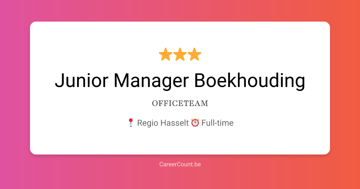 Junior Manager Boekhouding in Hasselt | CareerCount